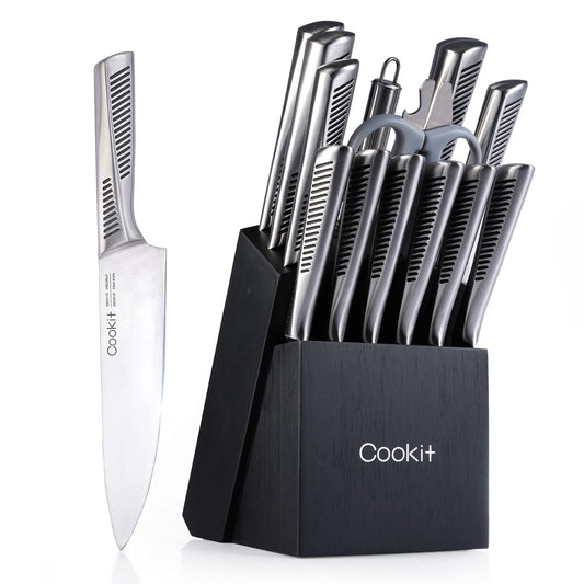 15 Piece Stainless Steel Knife Sets with Block