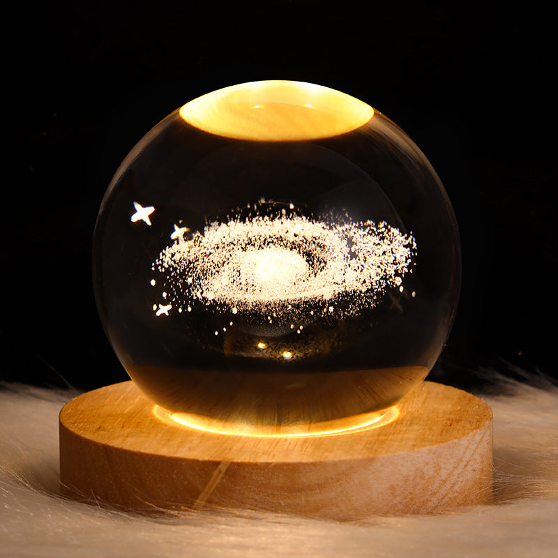 Bola de cristal de galaxia con luz nocturna LED | Lámpara de mesa | Decoración del dormitorio de los niños