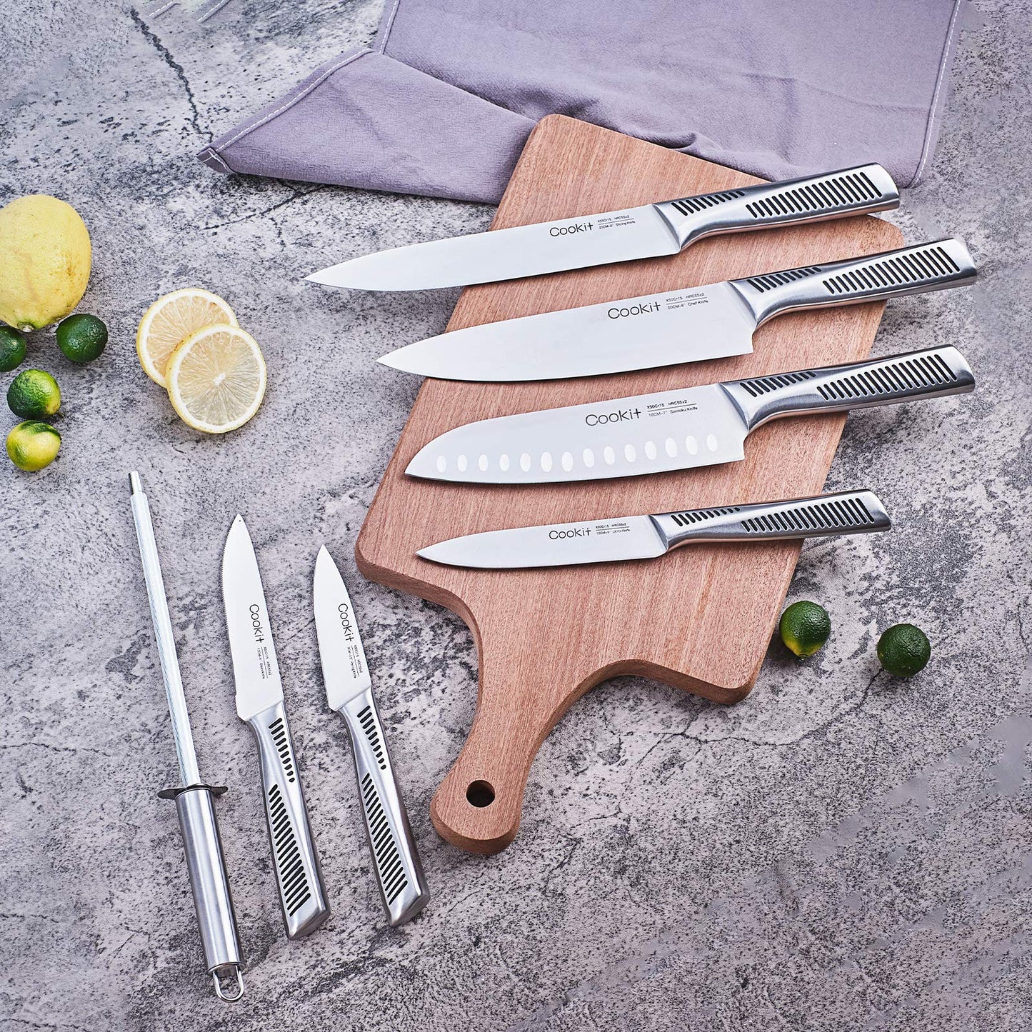 15 Piece Stainless Steel Knife Sets with Block